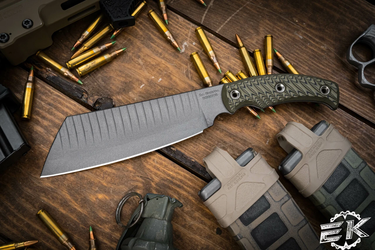 RMJ Tactical "Da Choppa" Fixed Blade Dirty Olive G10 7" Tungsten 3 RMJ Tactical "Da Choppa" Fixed Blade Dirty Olive G10 7" Tungsten