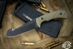 Toor Knives Egress Covert Green Rescue Fixed Blade Knife Green G10 4.875" Black Oxide