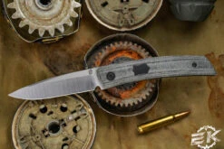 J. Oeser Knives F22 Kickstop Flipper Black Micarta/Hardware 3.3" M390