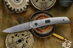 J. Oeser Knives F22 Kickstop Flipper Titanium Black Hardware 3.3" M390