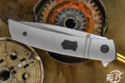 J. Oeser Knives F22 Kickstop Flipper Titanium Black Hardware 3.3" M390 -Best Knifes Shop F22 Oeser Kickstop Option 2 PVD Titanium 3 29782.1668779815