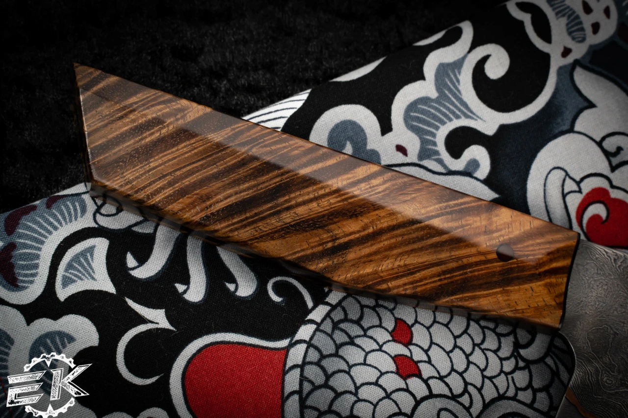 Farias Knives Custom Chef Cutlery Knife-Hawaiian Koa Handle 9.25" Bakers Forge Damascus 7 Farias Knives Custom Chef Cutlery Knife-Hawaiian Koa Handle 9.25" Bakers Forge Damascus - Image 5