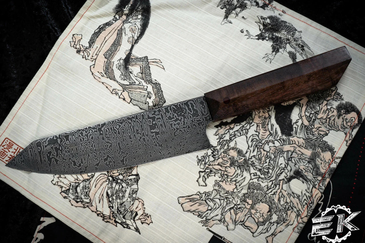 Farias Knives Custom Chef Cutlery Knife Hawaiian Koa Handle 8" Damascus 3 Farias Knives Custom Chef Cutlery Knife Hawaiian Koa Handle 8" Damascus