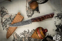 Farias Knives Custom Chef Paring Cutlery Knife Cottonwood Handle 4.5" Stainless Damascus