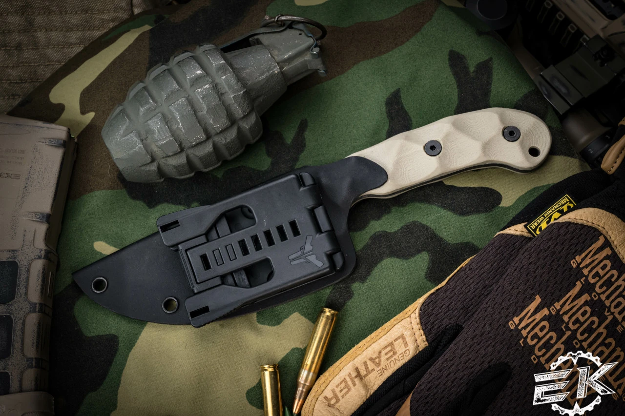 Stroup Knives GP1 Fixed Blade Knife Tan G10 4" Acid Wash Drop Point 6 Stroup Knives GP1 Fixed Blade Knife Tan G10 4" Acid Wash Drop Point - Image 4