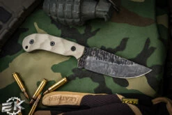 Stroup Knives GP1 Fixed Blade Knife Tan G10 4" Acid Wash Drop Point