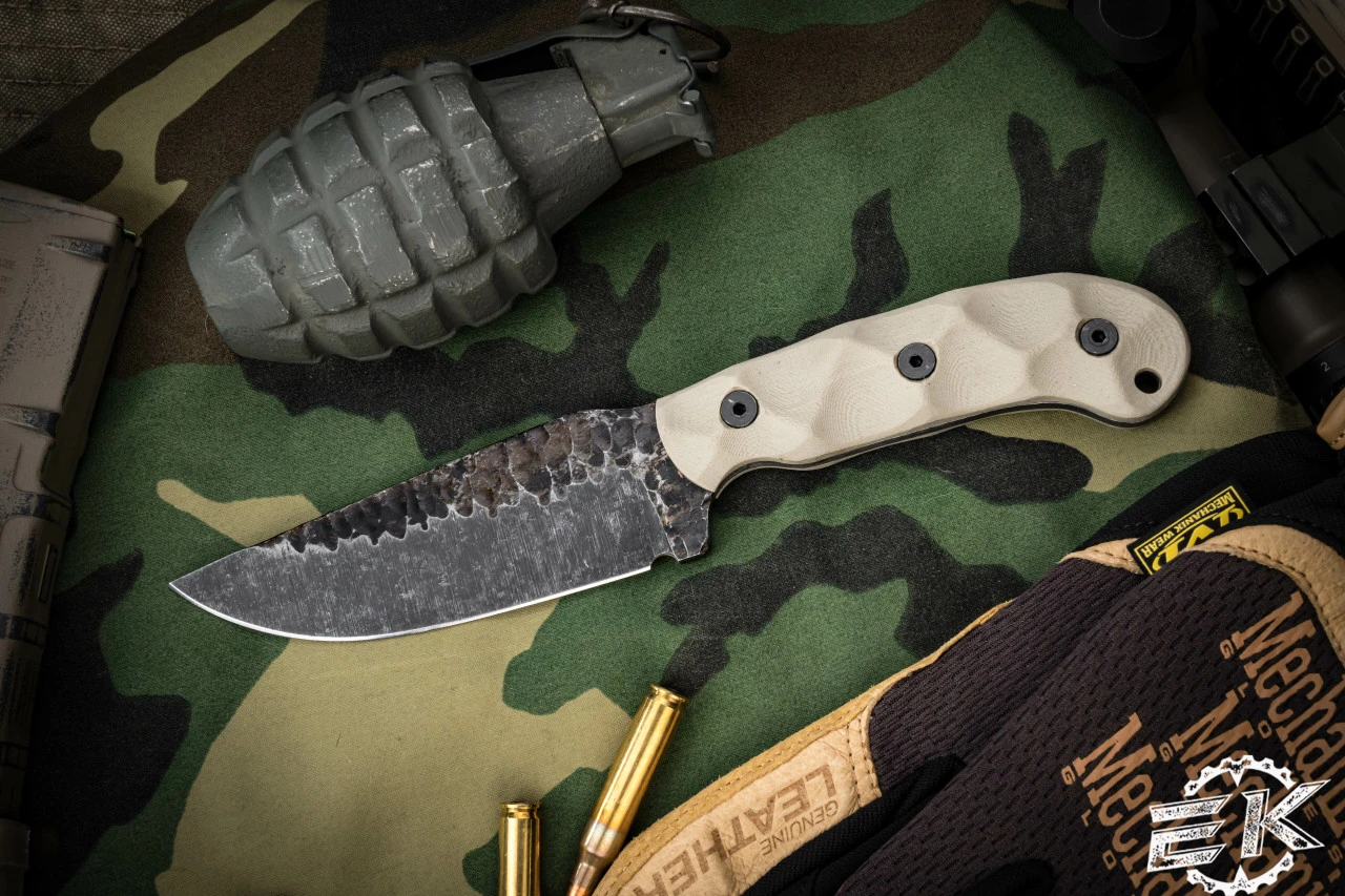 Stroup Knives GP1 Fixed Blade Knife Tan G10 4" Acid Wash Drop Point 4 Stroup Knives GP1 Fixed Blade Knife Tan G10 4" Acid Wash Drop Point - Image 2