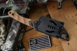 Stroup Knives GP2 Fixed Blade Knife Tan G10 3.5" Acid Wash Drop Point, Black/Tan Sheath -Best Knifes Shop GP2 T G10 Closed 2 49644.1667085327