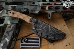 Stroup Knives GP2 Fixed Blade Knife Tan G10 3.5" Acid Wash Drop Point, Black/Tan Sheath -Best Knifes Shop GP2 T G10 Closed 99608.1667085326