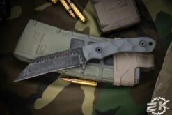 Stroup Knives GP3 Fixed Blade Knife Gray G10 4.25" Acid Wash Wharncliffe