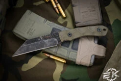 Stroup Knives GP3 Fixed Blade Knife OD Green G10 4.25" Acid Wash Wharncliffe