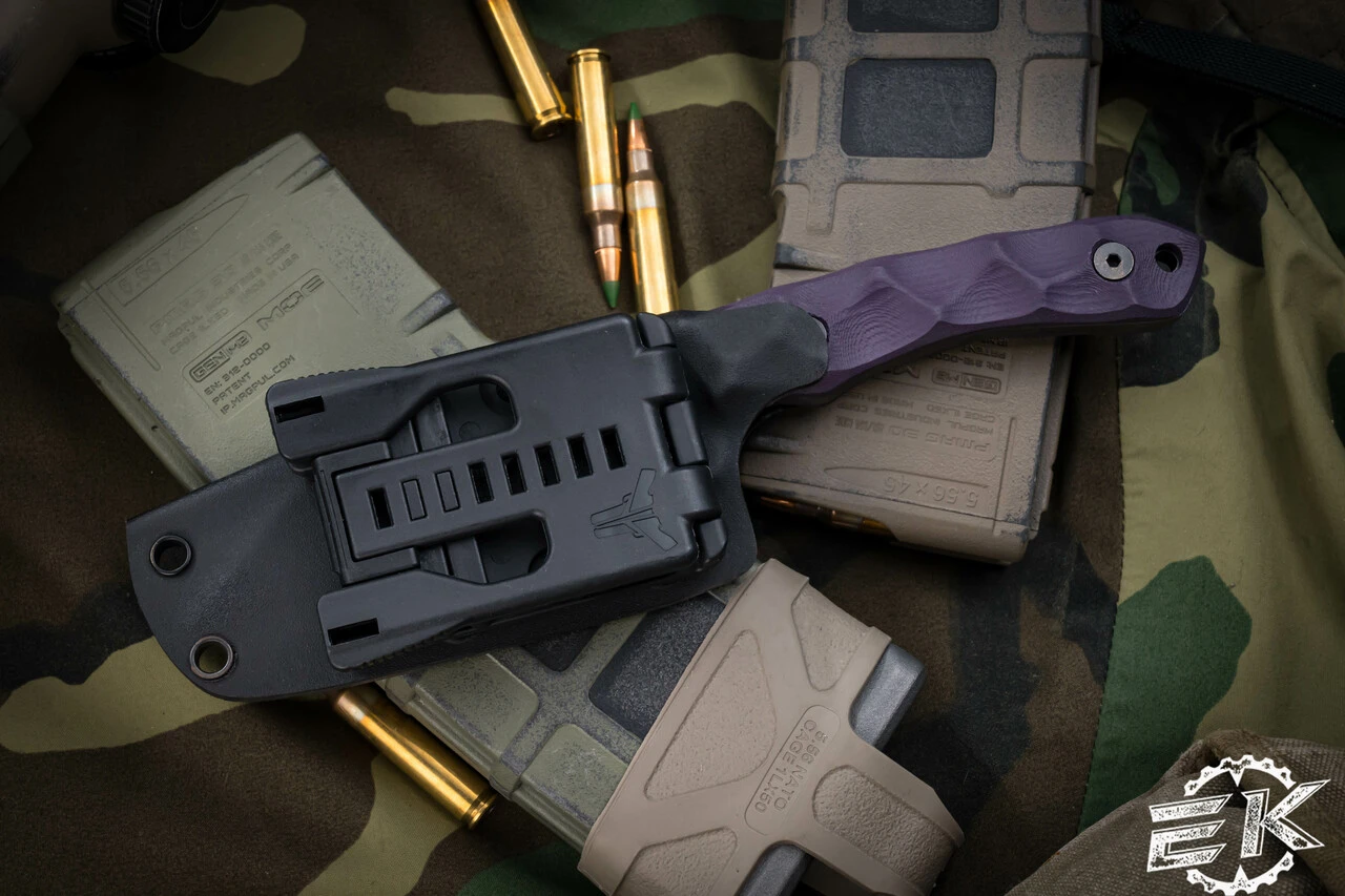 Stroup Knives GP3 Fixed Blade Knife Purple G10 4.25" Acid Wash Wharncliffe 4 Stroup Knives GP3 Fixed Blade Knife Purple G10 4.25" Acid Wash Wharncliffe - Image 2