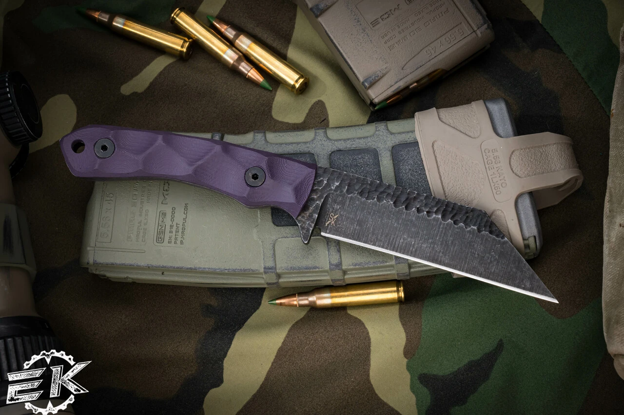 Stroup Knives GP3 Fixed Blade Knife Purple G10 4.25" Acid Wash Wharncliffe 5 Stroup Knives GP3 Fixed Blade Knife Purple G10 4.25" Acid Wash Wharncliffe - Image 3