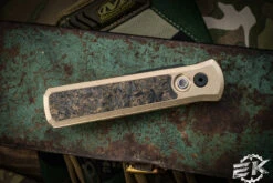 ProTech Godson Custom Automatic Knife Bronze W/ Dark Matter Gold FatCarbon Inlay 3" Bayonet DLC 002 -Best Knifes Shop Godson 2023 Godson.002 3 09731.1676676914