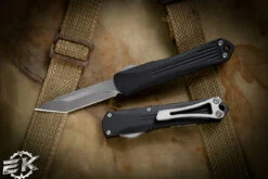 Heretic Knives Manticore S Automatic OTF Knife Black 2.6" Tanto Battleworn H023-5A