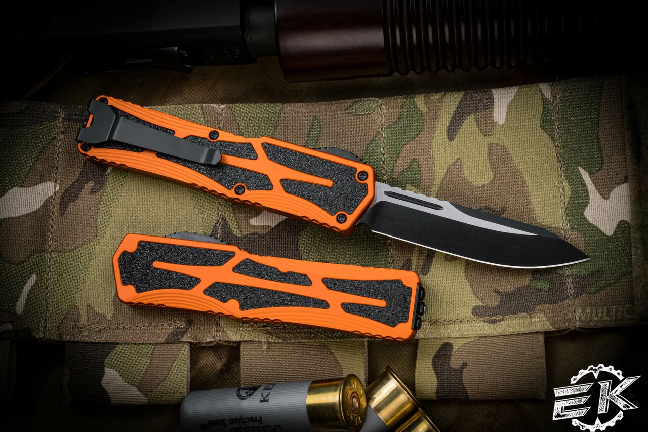 Heretic Knives "Colossus" OTF Orange Aluminum 3.5" Two Tone Black Drop Point H039-10A-ORG 4 Heretic Knives "Colossus" OTF Orange Aluminum 3.5" Two Tone Black Drop Point H039-10A-ORG - Image 2