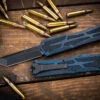 Heretic Knives "Colossus" Breakthrough Blue OTF Knife Battleworn Black 3.5" Tanto H040-8A-BRKBLU -Best Knifes Shop H040 8A BRKBLU 2 18927.1681409793