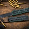 Heretic Knives "Colossus" Breakthrough Green OTF Knife Battleworn Black 3.5" Tanto H040-8A-BRKGRN