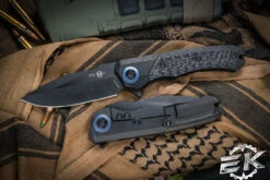 Heretic Knives "Wraith" Manual V3 Flipper Carbon Fiber/Titanium 3.6" DLC Drop Point H001-6A-BLUTI