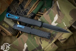 Heretic Knives "Cleric 2" OTF Carbon Fiber/Black Aluminum 4.25" DLC Dagger H020-6A-CF/BLU -Best Knifes Shop HK H020 6A CF BLU 2 61420.1687970869