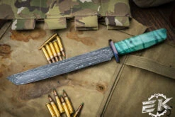 HT Customs TantoZashi Cottonwood Timascus 9.25" Vegas Forge Virus Damascus