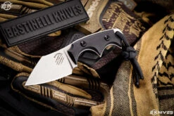 Bastinelli Knives BB Drago Black Micarta Cutter Fixed Blade Neck Knife 2" Stonewash