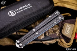 Maxace Obsidian-S Balisong Butterfly Knife Black G10 4.0" Bowie Satin MCOS-04 -Best Knifes Shop IMG 0506 Edit 2 23368.1651859347