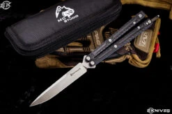 Maxace Obsidian-S Balisong Butterfly Knife Black G10 4.0" Spear Point Satin MCOS-01