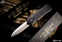 Piranha Excalibur OTF Automatic Knife Black 3.3" Dagger Stonewash P8-BK
