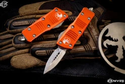 Microtech Troodon Mini OTF Automatic Knife Orange 1.9" Dagger Stonewash (Cali Legal) 238-10OR