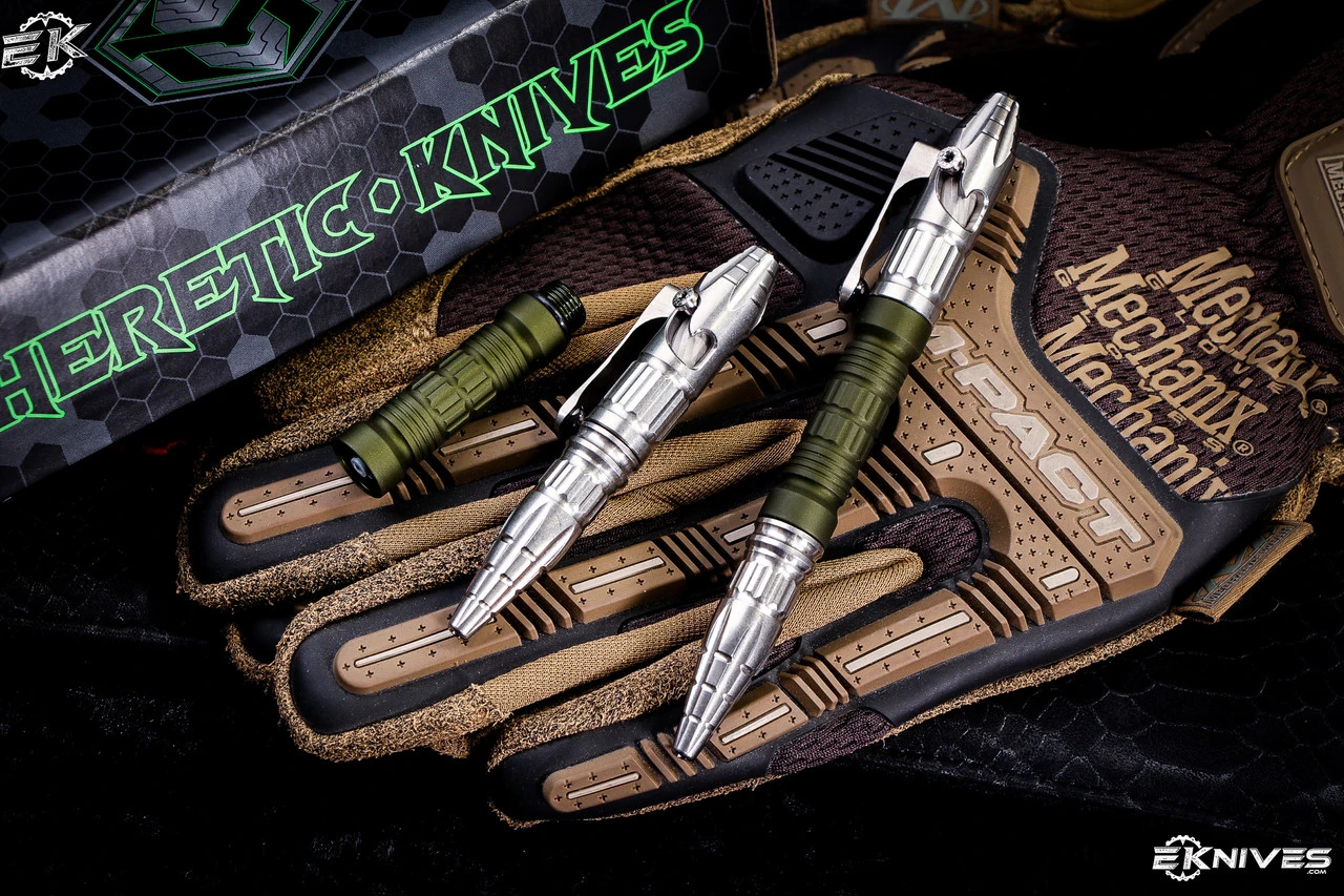 Heretic Knives "Thoth" Tactical Modular Bolt Action Pen Titanium/Green Aluminum 3 Heretic Knives "Thoth" Tactical Modular Bolt Action Pen Titanium/Green Aluminum