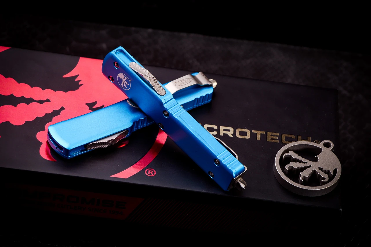 Microtech UTX-70 OTF Automatic Knife Turquoise 2.4" Dagger Satin 147-4TQ 4 Microtech UTX-70 OTF Automatic Knife Turquoise 2.4" Dagger Satin 147-4TQ - Image 2