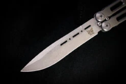 Benchmade 85 Billet Titanium Balisong Butterfly Knife 4.4" Drop Point Stonewash -Best Knifes Shop IMG 3538 64837.1668283827