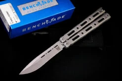 Benchmade 85 Billet Titanium Balisong Butterfly Knife 4.4" Drop Point Stonewash