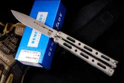 Benchmade 85 Billet Titanium Balisong Butterfly Knife 4.4" Drop Point Stonewash -Best Knifes Shop IMG 3540 63388.1668283827