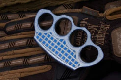 Microtech Marfione Custom Ice Blue Titanium Hand Tank 4-Hole Paperweight