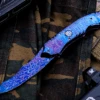 Brandon Vallotton Custom "Thorn" Ladder Damascus Handle, Intrepid Hot Blued Damascus -Best Knifes Shop IMG 5657 Edit 09667.1667498043