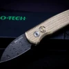 ProTech Runt 5 Custom Bronze Aluminum Fish Scale Automatic Knife 2" Damascus Wharncliffe (CCKS 2022) -Best Knifes Shop IMG 5718 Edit 62971.1666727674