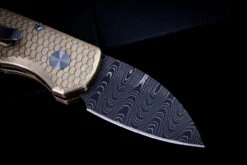 ProTech Runt 5 Custom Bronze Aluminum Fish Scale Automatic Knife 2" Damascus Wharncliffe (CCKS 2022) -Best Knifes Shop IMG 5723 06850.1666727681
