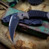 Bastinelli Knives "Grumpy" OD Green Micarta/Custom Tsuka Wrap Scythe 4" Black Serrated Spine