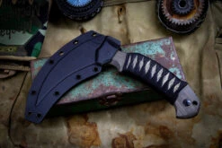 Bastinelli Knives "Grumpy" OD Green Micarta Black/Tan Tsuka Wrap Scythe 4" Black Serrated Spine -Best Knifes Shop IMG 6569 64757.1670795036