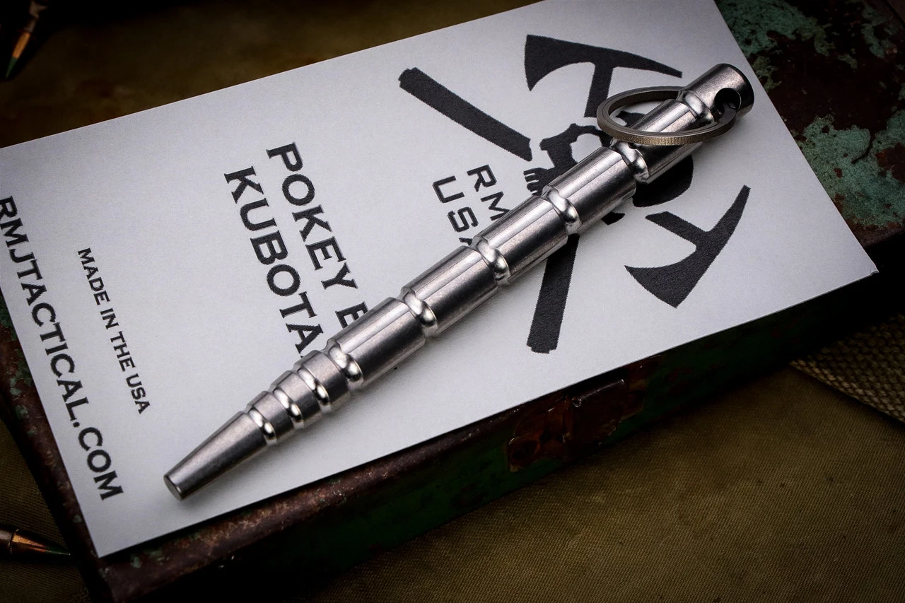 RMJ Tactical Pokey Boi Kubaton Tumbled Titanium 6" Self Defense Tool 4 RMJ Tactical Pokey Boi Kubaton Tumbled Titanium 6" Self Defense Tool - Image 2