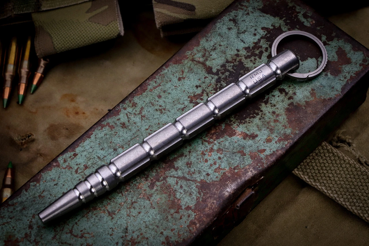 RMJ Tactical Pokey Boi Kubaton Tumbled Titanium 6" Self Defense Tool 3 RMJ Tactical Pokey Boi Kubaton Tumbled Titanium 6" Self Defense Tool