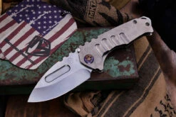 Medford Praetorian Genesis T Folding Knife Tumbled Titanium 3.3" 3V Drop Point Tumbled