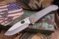 Medford 187 DP Folding Knife Gray Contoured Titanium 3.75" Drop Point Tumbled