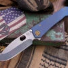 Medford 187 DP Folding Knife Titanium Bead Blasted Blue 3.75" Tumbled