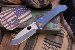 Medford 187 DP Folding Knife Titanium Bead Blasted Blue 3.75" Tumbled