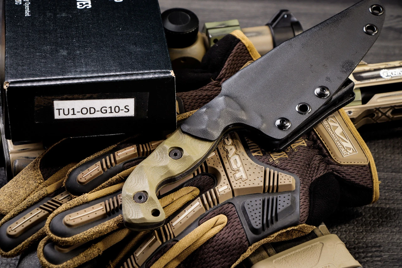 Stroup Knives TU1 Fixed Blade Knife OD Green G10 4.5" Acid Wash Clip Point 5 Stroup Knives TU1 Fixed Blade Knife OD Green G10 4.5" Acid Wash Clip Point - Image 3