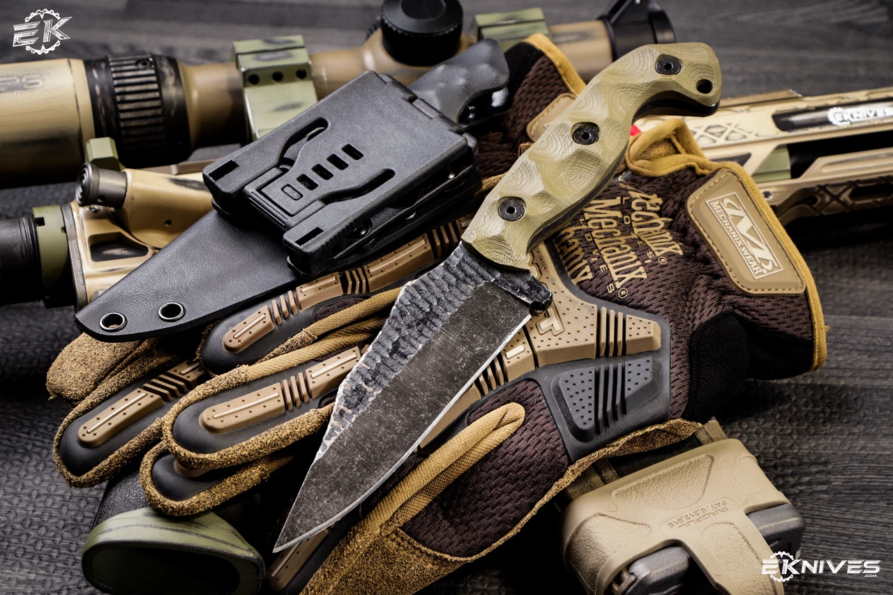 Stroup Knives TU1 Fixed Blade Knife OD Green G10 4.5" Acid Wash Clip Point 3 Stroup Knives TU1 Fixed Blade Knife OD Green G10 4.5" Acid Wash Clip Point