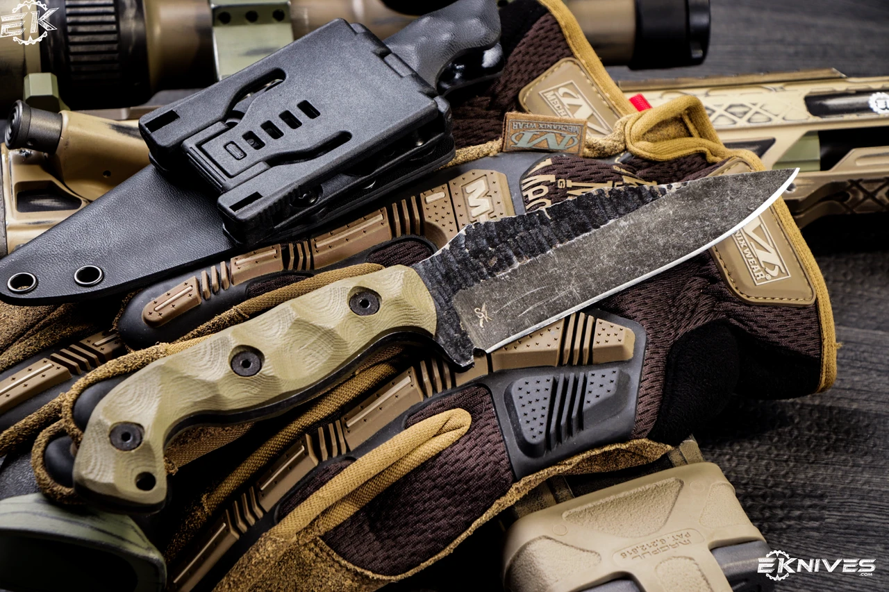 Stroup Knives TU1 Fixed Blade Knife OD Green G10 4.5" Acid Wash Clip Point 4 Stroup Knives TU1 Fixed Blade Knife OD Green G10 4.5" Acid Wash Clip Point - Image 2